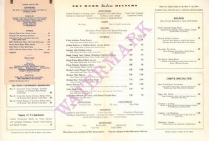 Sky Room Lockheed Air Terminal, Burbank 1941 Menu
