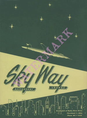 Skyway Restaurant & Lounge, Cleveland 1960s menu art