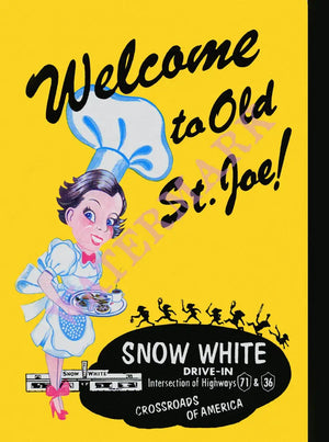 Snow White Drive-In, St Joseph MO 1950s Menu Art