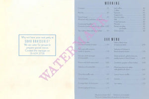 Soho Brasserie, London 1980s Menu