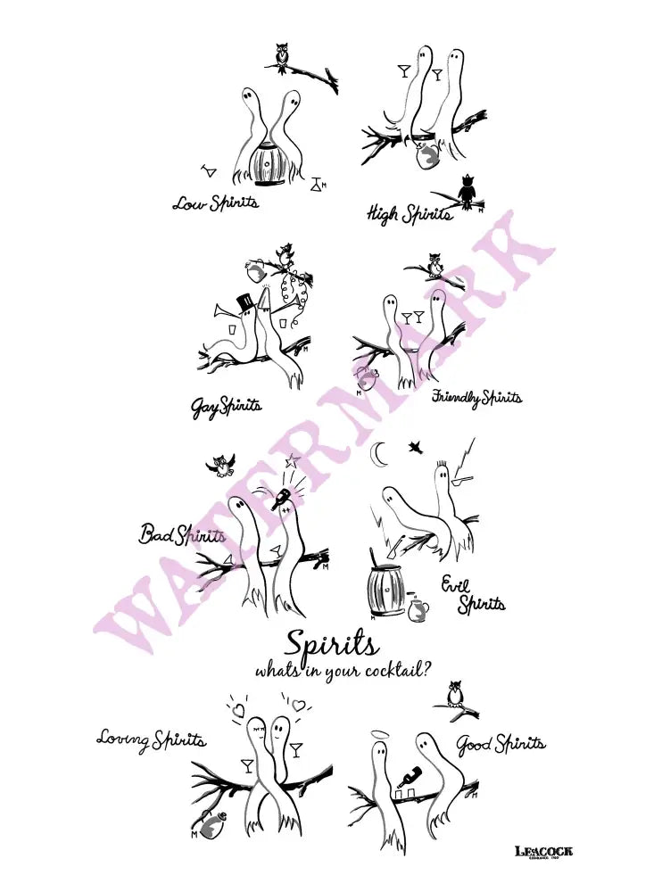 Spirits - All 8 Print - Complete set of Spirits on one print