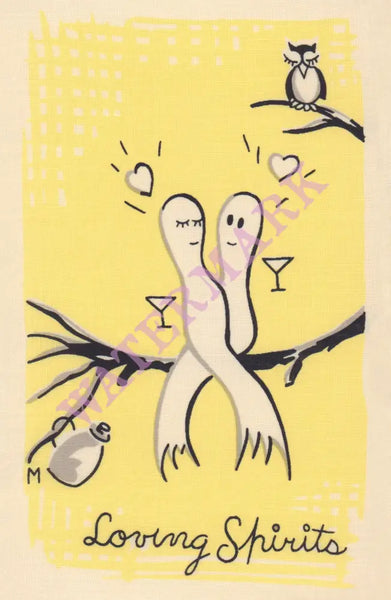 Spirits (set of 8) Cocktail Story 1950s Napkin Prints Vintage Americana Menus