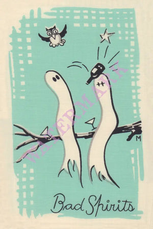 Spirits (set of 8) Cocktail Story 1950s Napkin Prints Vintage Americana Menus
