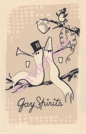 Spirits (set of 8) Cocktail Story 1950s Napkin Prints Vintage Americana Menus