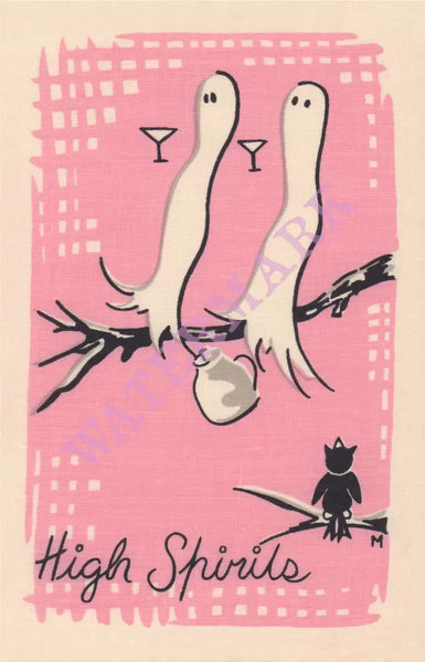 Spirits (set of 8) Cocktail Story 1950s Napkin Prints Vintage Americana Menus