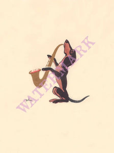 SS Roma 1937, Dog with Saxophone menu art