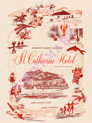 St Catherine's Hotel, Catalina Island 1956 Menu Art