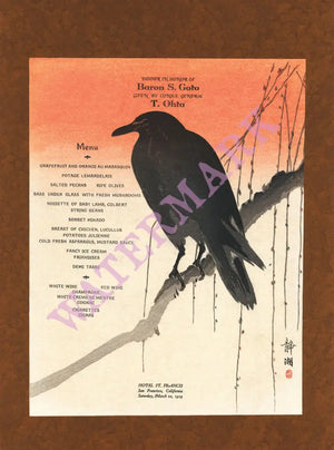 St Francis Hotel, San Francisco 1919 Menu Art