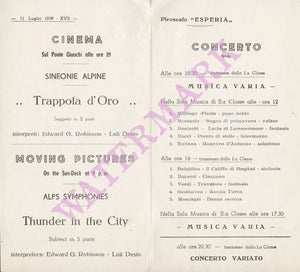 Steamship Esperia, Pelican Playing Chimes 1939 Entertainment Menu