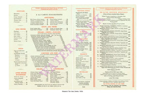 Steuben's The Cave 2, Boston, 1950s Menu