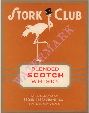 Stork Club Liquor Label - Whisky 1940s