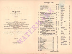 "Supper", Stevens Hotel Chicago 1930s Menu