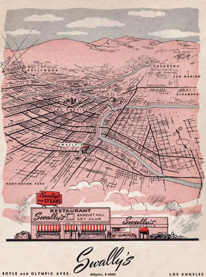 Swally's, Los Angeles 1959 Menu Art