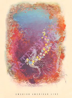 Swedish American Line, MS Gripsholm 1969 Seahorse Menu Art