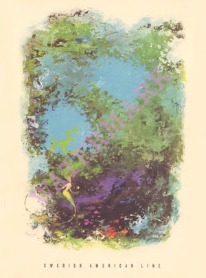 Swedish American Line, MS Kungsholm 1960 Mermaid menu art
