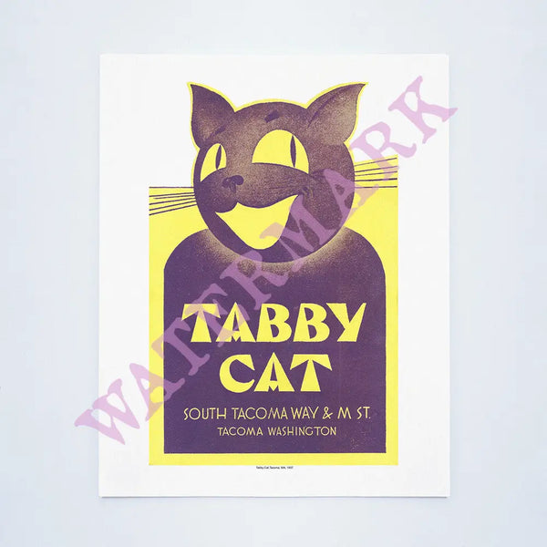 Tabby Cat, Tacoma, WA. 1937 Vintage Menu Print