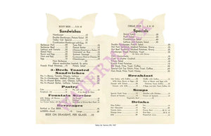 Tabby Cat 1937 Tacoma Washington Menu Hamburger 10c