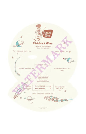 Take Me To Your Leader, Snack Shop, Fullerton CA 1969 | Vintage Menu Art - children's menu