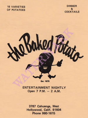 The Baked Potato, Los Angeles 1970s Menu art