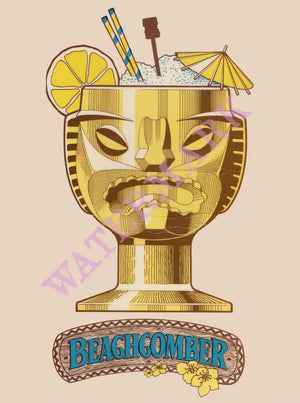The Beachcomber, London 1980s Tiki Menu art