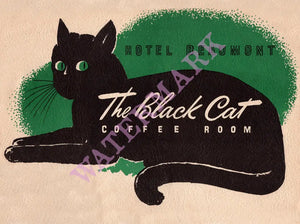 The Black Cat, Hotel Beaumont 1950 Menu Art