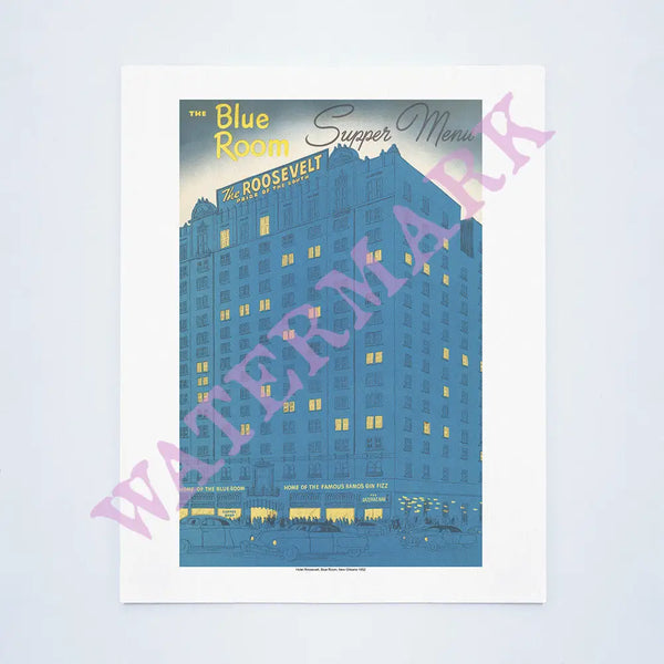 The Blue Room, The Roosevelt Hotel, New Orleans, 1952 Vintage Menu Art