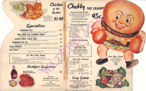 The Clock Broiler, Los Angeles 1950s Menu