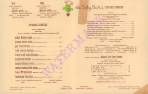 The Cocky Cactus, San Bernadino late 1950s Menu