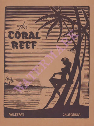The Coral Reef, Millbrae 1947 Menu Art