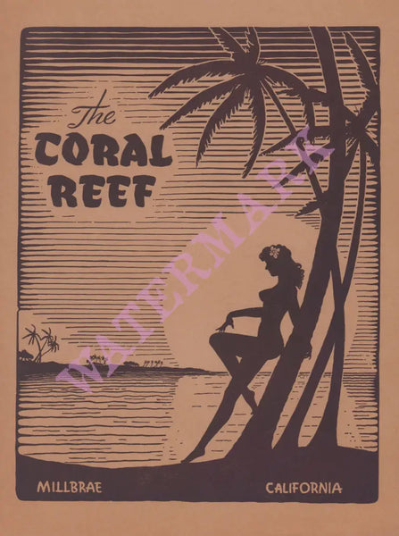 The Coral Reef, Millbrae 1947 Menu Art
