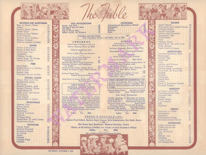 Fable Restaurant, Hotel Drake, San Francisco 1940 Menu