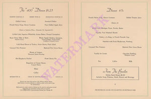 The 400, Chicago & North Western Line, 1950s Menu