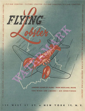 The Flying Lobster, New York 1950s Menu Art 
