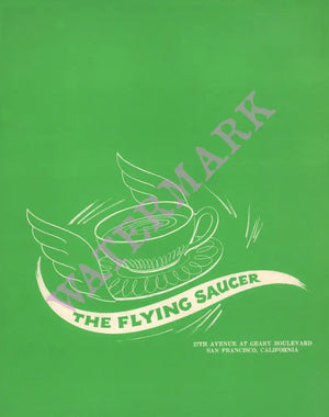The Flying Saucer, San Fracicsco 1960s Menu Art