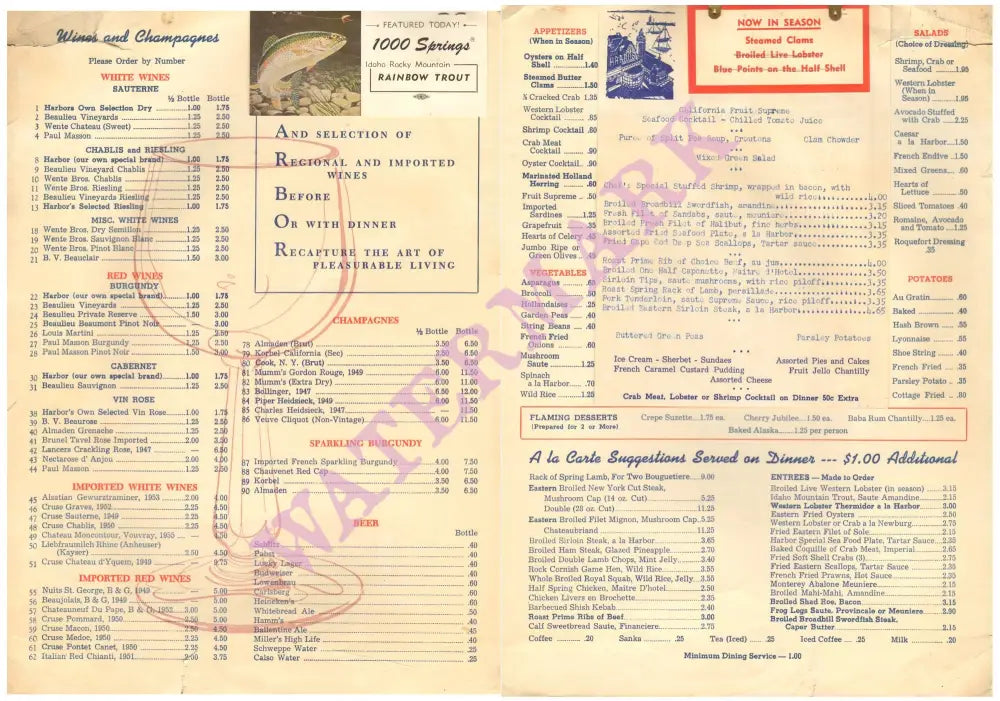The Harbor Santa Barbara 1957 Menu Art Print – Vintage Menu Art The Harbor Santa Barbara 1957 Menu Art Print – Vintage Menu Art