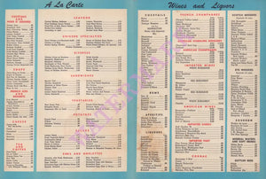 The Harem, New York 1950s Menu