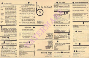 The Hip Bagel, New York 1960s Menu