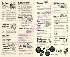 The Hip Bagel, New York 1970s Menu