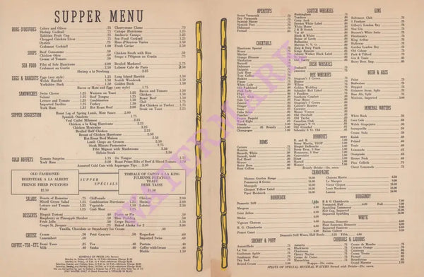 The Hurricane Nightclub 2, New York, 1940s | Vintage Menu Art - drink menu