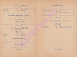 The Isthmus Fountain Menu at Santa Catalina Island 1940s Posters Prints & Visual Artwork