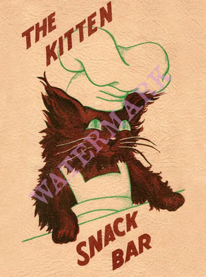 The Kitten Snack Bar, Hotel Beaumont 1940s Menu Art