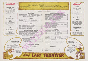 The Last Frontier, Las Vegas 1940s | Vintage Menu Art - food menu