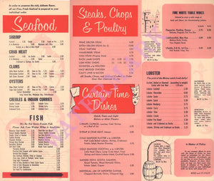 The Lobster (Oyster and Chop House), New York 1959 Menu