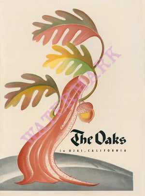 The Oaks in Ojai, 1950s menu art