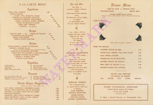 The Oaks in Ojai, 1950s menu