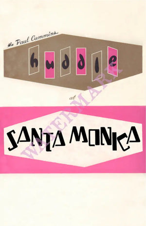 The Paul Cummins Huddle, Santa Monica 1960s Menu Art