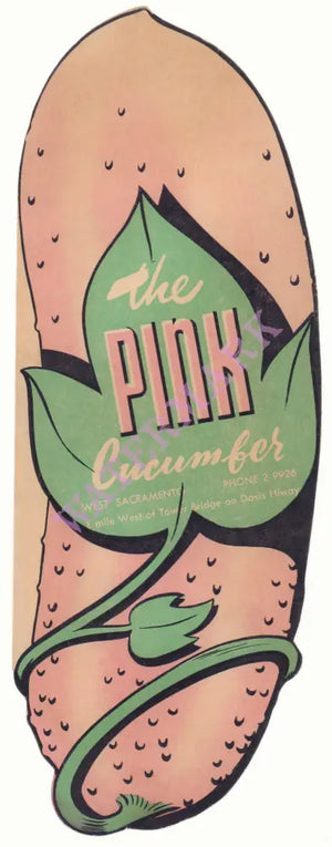 The Pink Cucumber, West Sacramento 1940s menu art