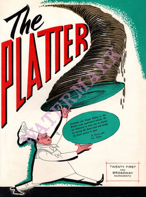 The Platter, Sacramento 1960s Pancake menu art