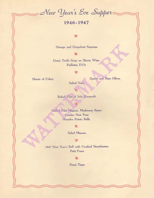 The Roosevelt Grill, New York 1946 Menu