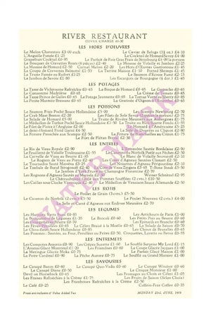 The Savoy, London 1975 Menu